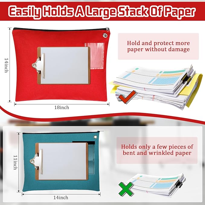 2 Pcs Interoffice Mailer Canvas Transit Sack Zipper Bag 18" x 14" Large Zipper Pouch with Grommet Interoffice Mail Bag (Red)