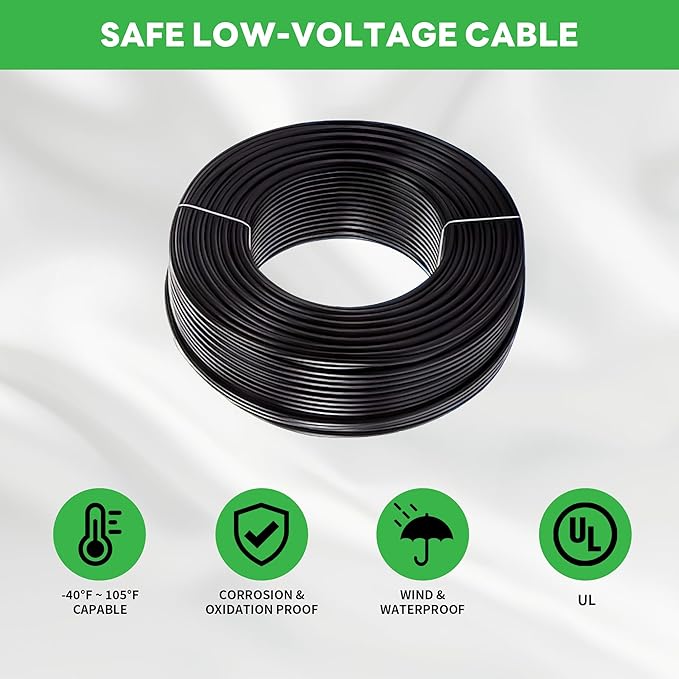 12v Landscape Lighting Kit, 12 Pack 3CCT Spotlights and 250FT Cable and 40 Wire Connectors, Aluminum ORB Ip65 Waterproof Tree Light, Perfect for Home Patio Plant, Without Transformer