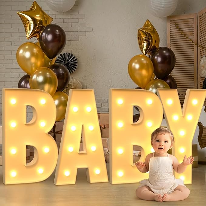 Marquee Letters 3 Feet Tall Large Light Up Letters I Happy Birthday Shower Decorations Marry Me Engagement Party Decor Yellow Light Birthday Decorations Balloon Arch Kit Foam Sign I