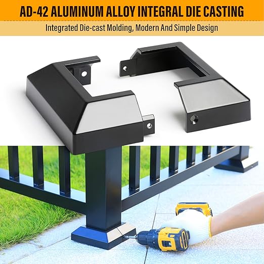 3.0"x3.0"（Actual: 3.0"x3.0"） Deck Post Base Cover Decorative Post Base Trim Skirt Black Aluminum 8Pack