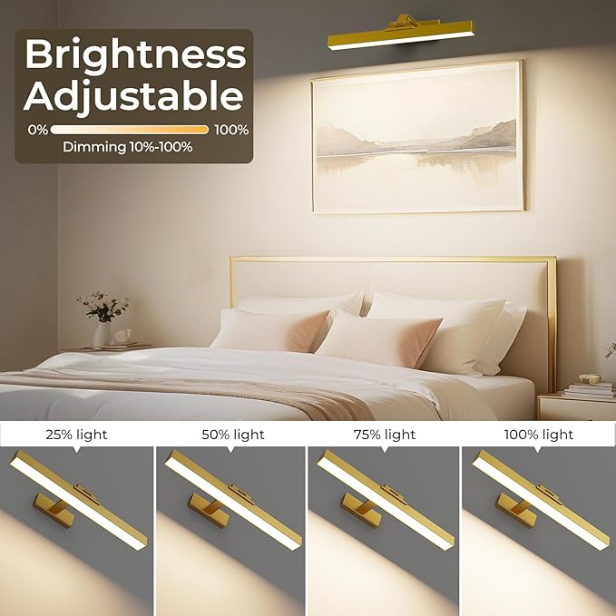 Picture Lights for Wall, Battery Operated Picture Light 16in Gallery Light for Paintings CCT Dimmable Recharging Battery Wall Light with Remote Control for Living Room Gallery Dartboard Art 2PCS