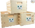 Wilson Large Wooden Pine Crate for Storage and Decoration at Home, Office, Kitchen, Bedroom, and Retail (12.5"x9.625"x17.875") (Set of 3)