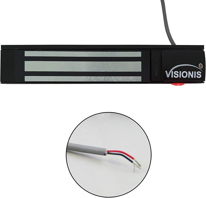 Visionis VS-VISML300LED-BL Indoor 300lbs Black Electromagnetic Lock with LED Sensor for Door Access Control