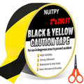 2'' x 200 FT Black & Yellow Caution Tape Roll, Safety Tape, Black & Yellow Floor Marking Tape, High Adhesive Hazard Tapes for Floors, Walls, Staircase, Pipes, Equipment, Dangerous Area