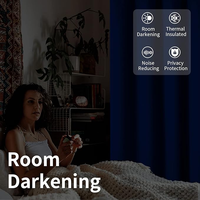 BGment Royal Blue Sliding Door Curtain 120 Inch Long - Wide Room Darkening Room Divider Curtain for Bedroom Privacy Themral Insulated Grommet Room Separator Drape, 1 Panel, 100 X 120
