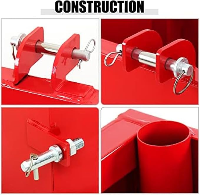 3 Point Hitch Ballast Box, 800 Lbs Tractor Ballast Box with 2'' Quick Hitch Receiver for 3 Point Category 1 Tractors, Loaders and Skid Steers,Red