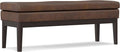 SIMPLIHOME Carlson Ottoman Bench - 45 inch Wide Upholstered Vegan Leather Rectangle Ottoman in Distressed Chestnut Brown, Mid Century Modern Bench for Bedroom or Living Room with Padded Seat