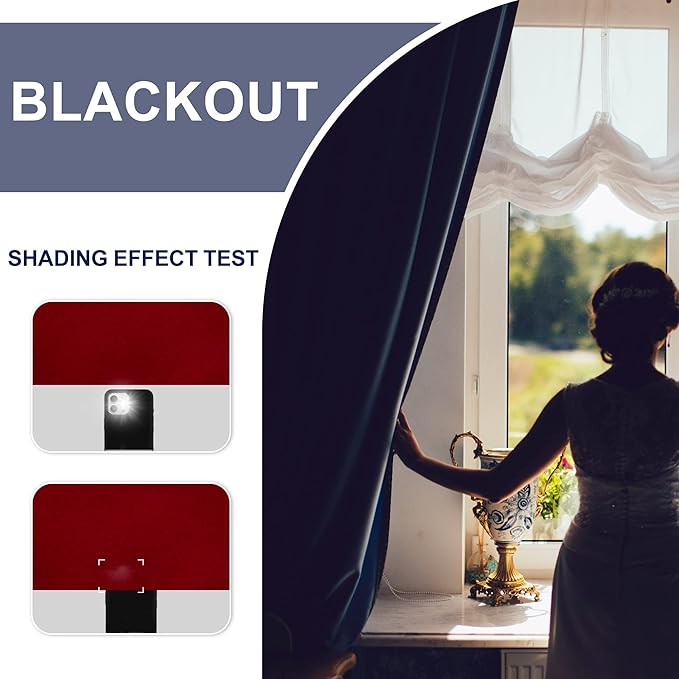 JIUZHEN Christmas Blackout Curtains for Bedroom - Thermal Insulated Room Darkening Noise Reducing, 52 x 54 Inch Length Curtains for Living Room, Set of 2 Panels with Tiebacks, Red