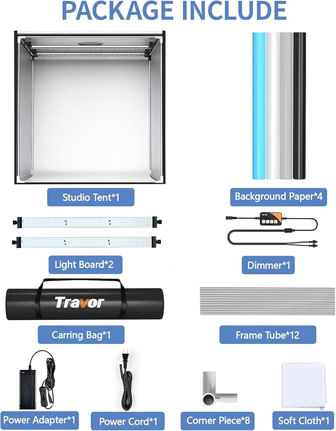 Photo Box, Travor Bi-Color Photo Studio Box, 39"/100cm Dimmable Photo Booth Shooting Tent Tabletop Photography Lighting Kit with 252 LED Lights, 13000LM, 4 Color Backdrops for Product Photography