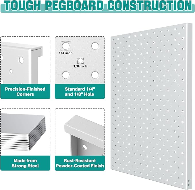 EVERHANGER Metal Pegboard Display Stand, Freestanding Tabletop Pegboard Display for Craft Shows & Fairs, 12"X16", 4pcs Gray