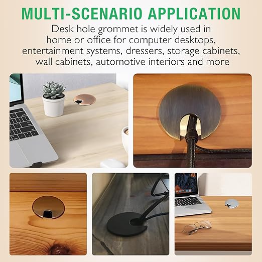 2 Pcs Desk Grommet 1-3/8" / 35 mm, Desk Cord Hole Cover, Cable Grommet Metal Zinc Alloy Materilal, Desk Hole Grommet for Home & Office Pc, Detachable Cable Cord Organizer-Bronze