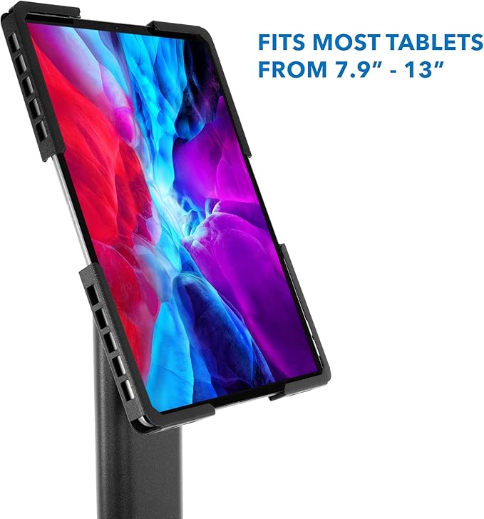 Mount-It! Anti-Theft Universal Tablet Kiosk Stand, Fits iPad Pro, Galaxy Tab, Surface Pro 9.7-13 Inch Tablets | Adjustable Floor Stand with Secure Locking for Retail, Trade Shows, POS, and Public Use