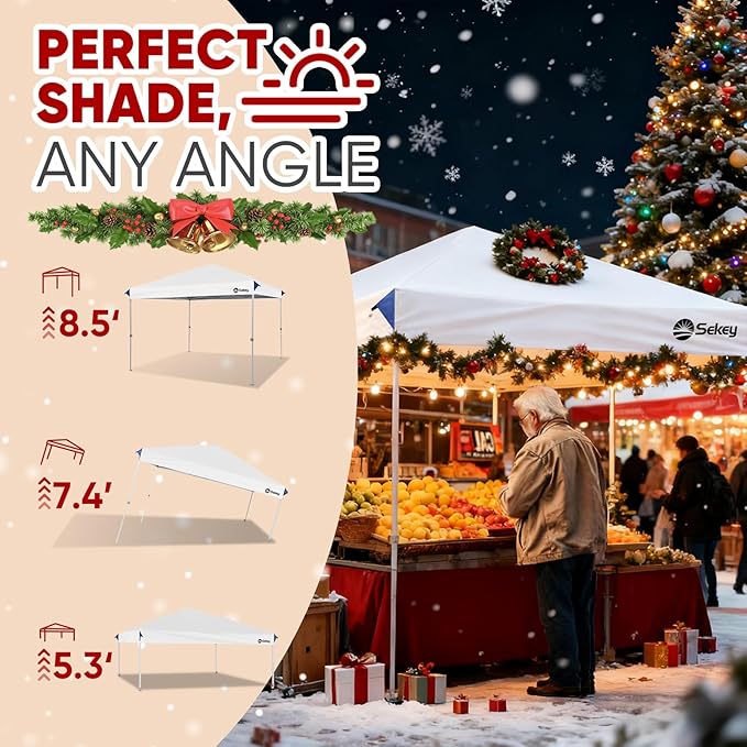 Sekey 10x10 Pop Up Canopy with One Push Setup-Easy Up Canopy with 99% UV Blocking - Instant Outdoor Sun Shade for Events, Parties, Camping- Commercial Gazebo with Weight Bags,Wind Proof&Waterproof