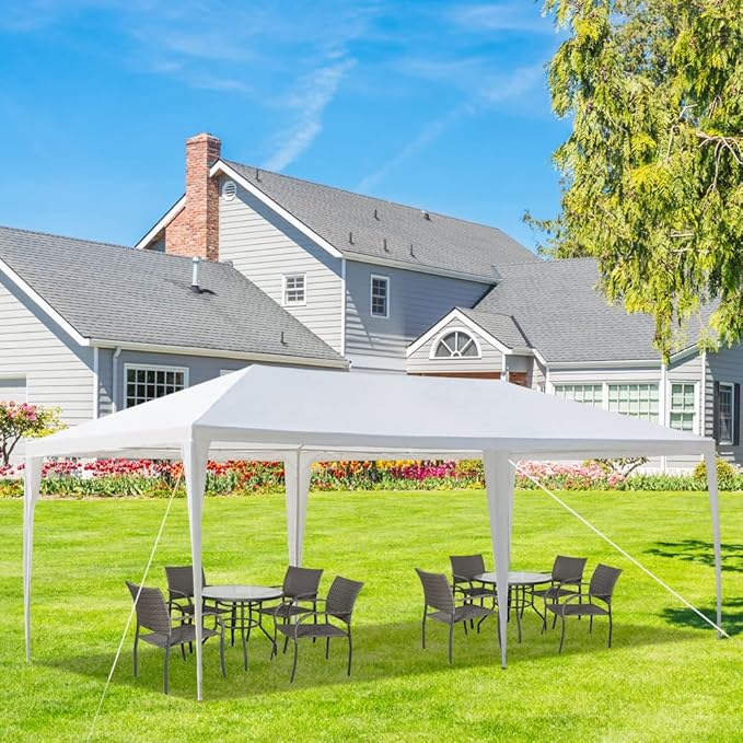 10x20 FT Party Tent, Outdoor Wedding Tents for Parties, Canopy Event Tent Without Removable Sidewalls, Waterproof Gazebo Shelter for Birthday Parties, Weddings, BBQs & Events (10X20FT-0Sides White)