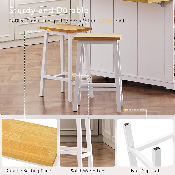Rolling Kitchen Island with 2 Bar Stools, Drop Leaf & Power Outlet, Large Kitchen Islands Cart on Wheels, Movable Kitchen Island with 5 Open Shelves & Towel Rack for Kitchen, Dining Room, 53″, White