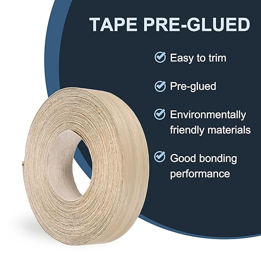 PATIKIL White Oak Edge Banding, 1 1/2 in x 49.2 ft Wood Veneer Tape, Pre-glued Flexible
