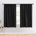 PONY DANCE Bedroom Curtains 63 inch Length - Black Out Curtains and Drapes Thermal Insulated Light Block Rod Pocket for Bedroom, 70" Width per Panel, Black, Set of 2