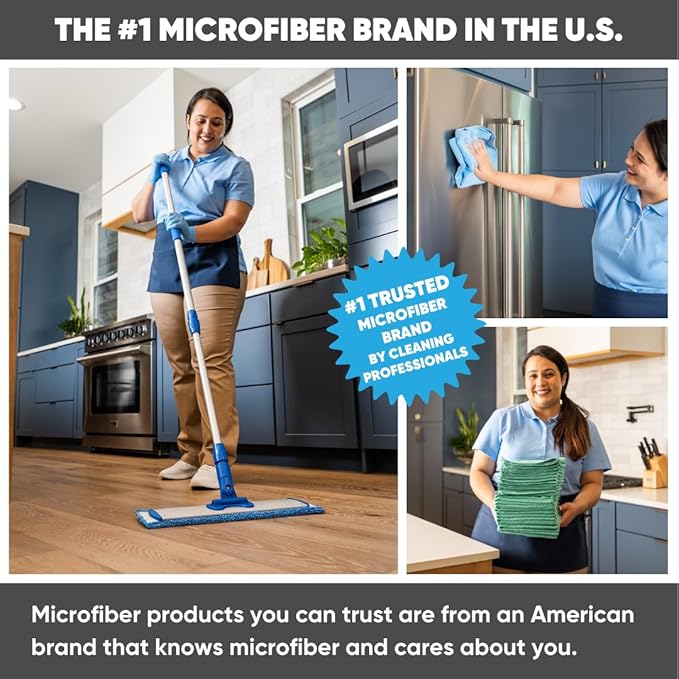 Microfiber Wholesale 18 inch Microfiber Mop Pads - Machine Washable, Reusable, Refills & Replacement Wet Mop Heads Compatible with Any Microfiber Flat Mop System (18 Pack)