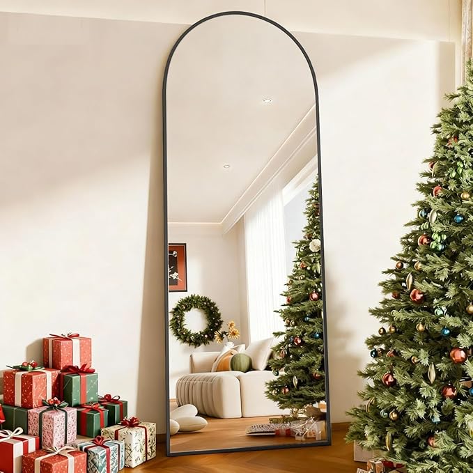 58"x19"Floor Mirror Full Length,Arched Full Length Mirror with Stand,Full Body Mirror,Hanging or Large Leaning for Bedroom Living Room Black