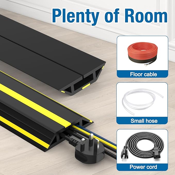 Eapele 10 ft Floor Cable Cover Protector, Heavy Duty PVC Duct Easy to Unroll, Prevent Trip Hazard for Outdoor Settings (2pcs)