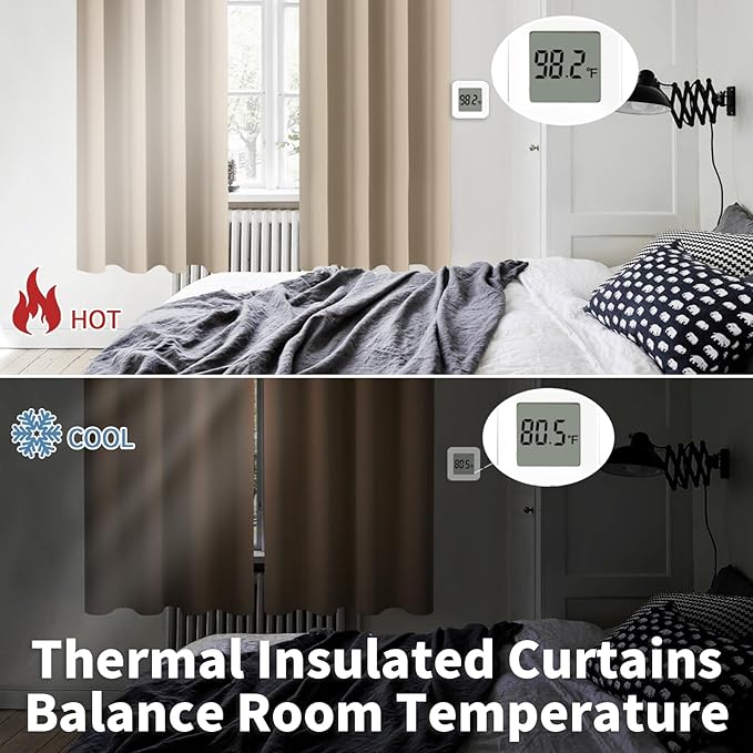 BGment Blackout Curtains - Grommet Thermal Insulated Room Darkening Bedroom and Living Room Curtains, Set of 2 Panels (46 x 84 Inch, Sand)