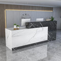 Reception Counter Desk With Lockable Drawers, Modern Retail Front Desk, Wooden Computer Table for Home Office, Checkout, Beauty Salon, Lobby