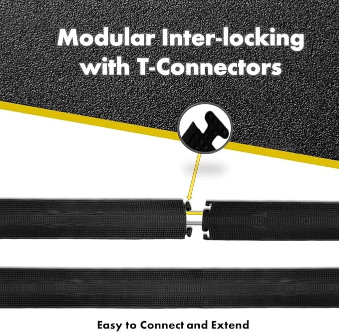 Kable Kontrol Drop Over Floor Cord Cover – 60” Inch Long 1 Channel Cable or Wire Protector – 10 Pcs Bulk Pack - Rubber Ramp for Indoor and Outdoor Use – Gray