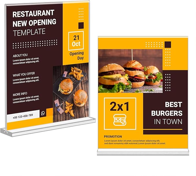 Acrylic Sign Holder 8.5 x 11, Double Sided Sign Holder Stand, Plastic 10 Pack Table Paper Stand, Vertical Menu Flyer Stand, T Shape Table Flyer Holder