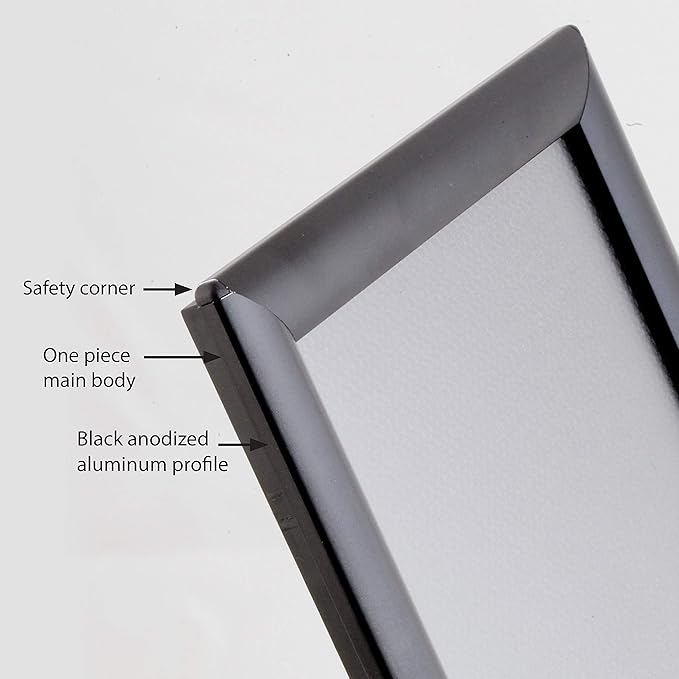 DisplaysMarket 8.5x11 Snap Frame for Wall Mount, Opti Frame, 1 inch Profile- Black, 1000