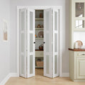 Bifold Doors for 48" x 80-3/4" Opening, 3-lite Tempered Frosted Glass Closet Folding Doors with Hardware kit Included, Easy Assembly, White