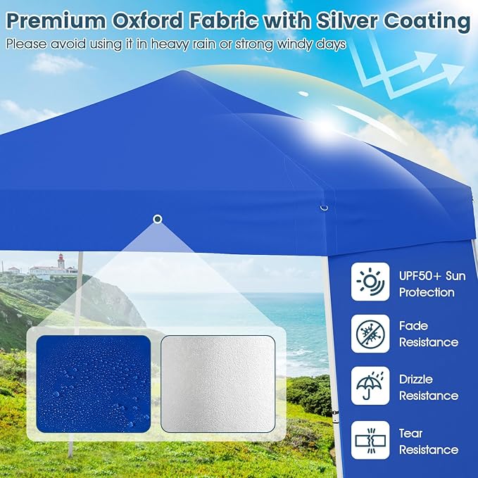 Tangkula 10x9.2 Ft Pop up Canopy with Sidewalls, UPF50+ Outdoor Tent with 8 Stakes, 4 Wind Ropes, Carry Bag, Portable Canopy Tent with Awnings for Camping, Patio, Market