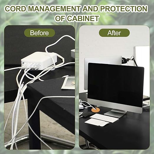 PATIKIL Desk Grommet 3-3/16", 4 Pcs Round Cable Grommet Cord Hole Cover with Adhesive Tape Flexible Table Wire Organizer for Office Home Table Countertop, Black