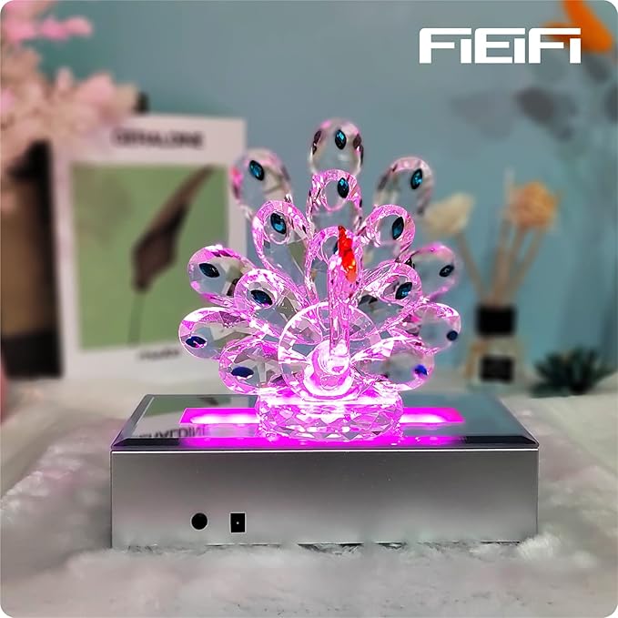 16 LED Light Display Stand Base for 3D Crystal Glass Art,Holiday Casual Atmosphere Ornament Lamp- 6 Inch Rectangular Illuminated Holder Colorful Lights (silver)