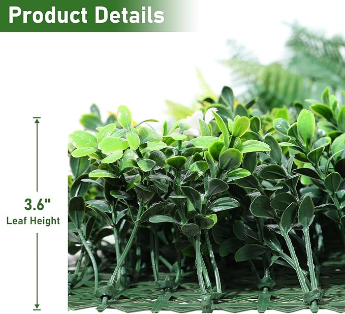 Boshen Artificial Grass Wall Panels, 3 Pack 40“x40” Boxwood Hedge UV Protected Greenery Privacy Grass Wall Decor Indoor Outdoor Wedding Garden Decor
