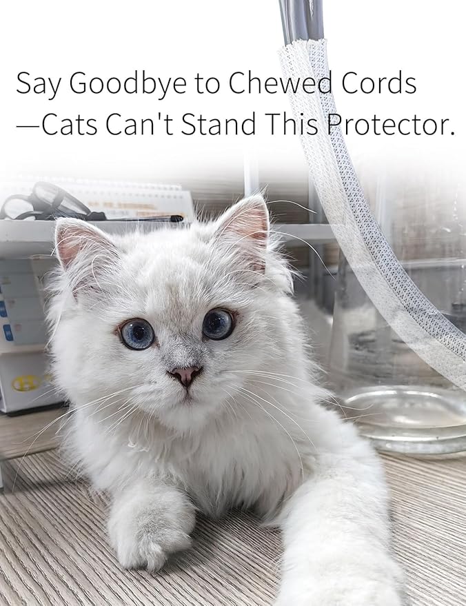 Cable Management Split Wire Loom Sleeve - Cord Hider & Protector for Desk, Pet Chew Proof, Wire Cover Organizer, Flexible Tube for Wires and Cables (3/16 Inch 25FT, White)