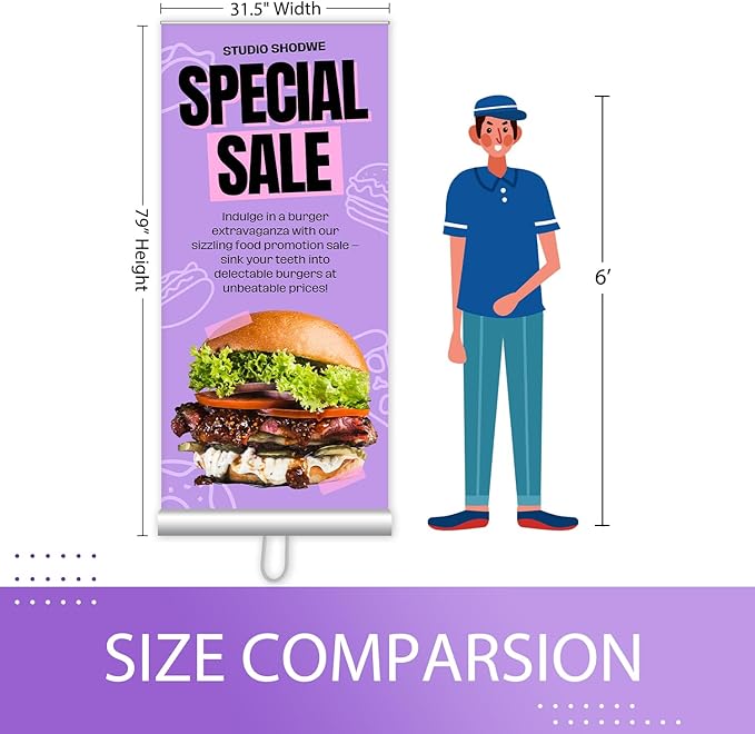 BillyPrint 2-sided Custom Retractable Banners 31.5x79in with Standard Stand, Customizable Sign for Business, Corporate Events, Advertising - Customized Prints with Travel Bag - 1 unit