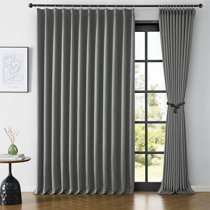 KEQIAOSUOCAI Blackout Sliding Glass Door Curtains 102 Inch Long,Thermal Insulated Black Out Wide Draperies for Bedroom/Living Room 80 x 102 Inch Long 80 x 102