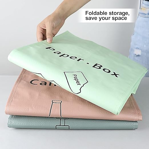 Separate Recycling Bin for Kitchen Home - Indoor Recycle Bins (Pink, Green, Gray) Waste Trash Sorting Bins, Reusable Waterproof Affordable Recycle Bags, Pack of 3 Bags