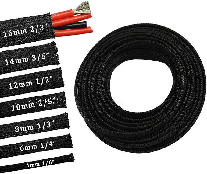 30ft PET Expandable Sleeving Wire Cable Sleeve (2/3", Black)