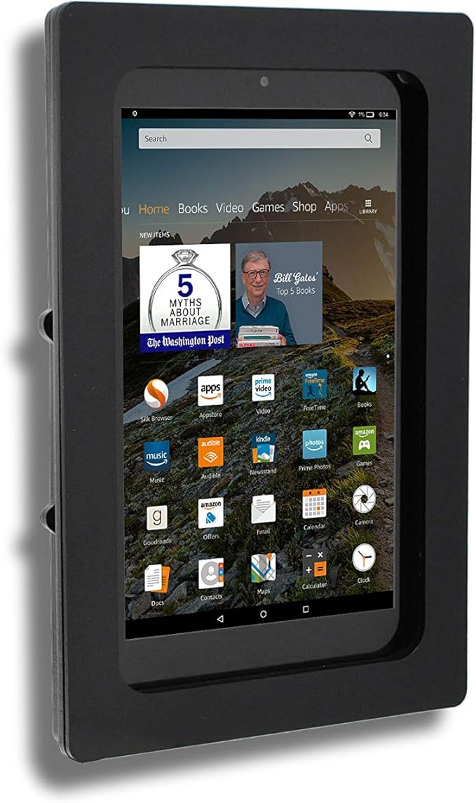 TABcare Security Anti-Theft Acrylic VESA Enclosure for Amazon Tablet with Free Wall Mount Kit (Black, Fire HD 8 2016/2017/2018)