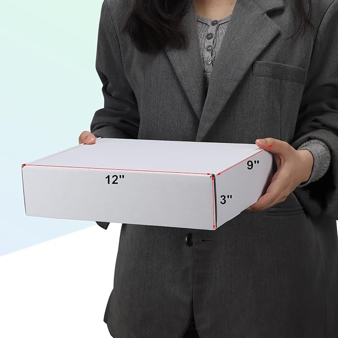 MEBRUDY 12x9x3 Shipping Boxes, 20 Pack White Literature Mailer Corrugated Cardboard Box for Small Business Mailing Packaging