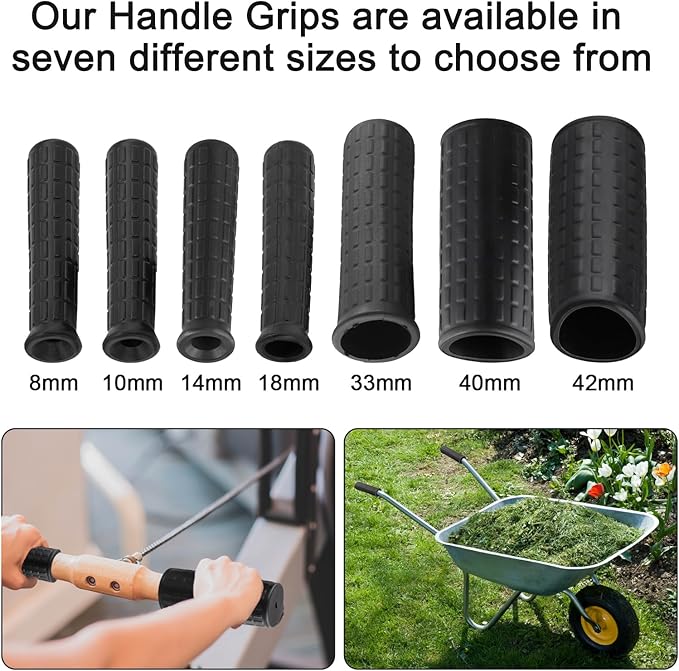 Rubber Handles for Wheelbarrow, 8-42mm Inner Diameter Wheelbarrow Handles Fit Most Wheelbarrows, Wheelbarrow Handle Grips Replacement(114 x 14mm)