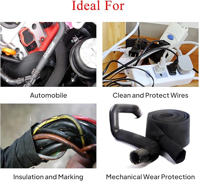 2 in 1 Heat Shrink Braided Sleeving Fabric Tubing-Ideal fit Irregular Shape Hose/Cable/Wire (1/2"(12mm), 22FT)