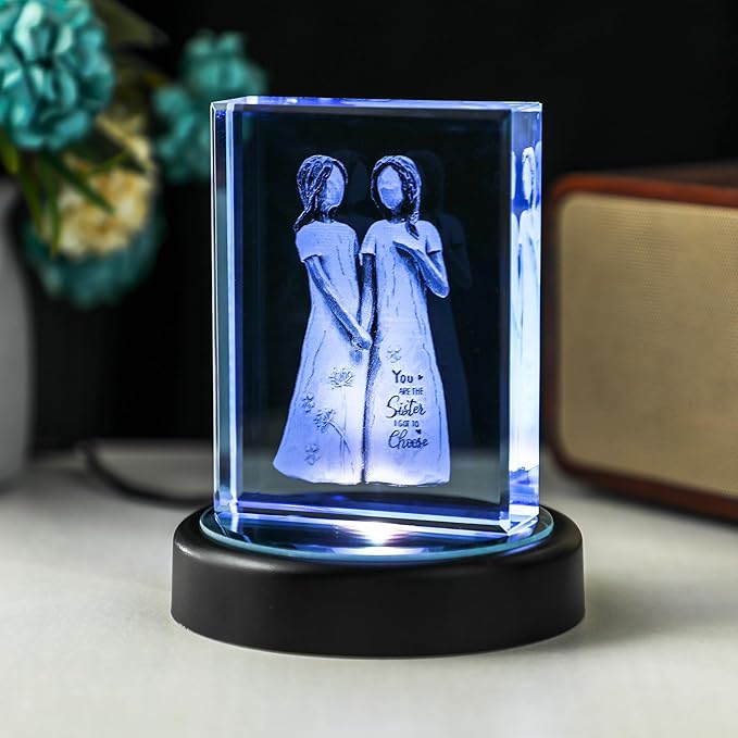 ZEERSHEE 3.8*0.9inch LED Light Base for 3D Crystal Glass Art 6 Lighting Mode Color Change Lighted Up Round Display Stand (Mirrored Flat)