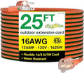 Go Green Power Inc. 16/3 25ft Outdoor Extension Cord with Lighted End - Contractor Grade, Durable, and Moisture Resistant - Ideal for Heavy Duty Tools - GG-13725
