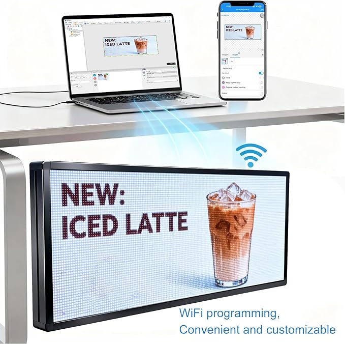 P6(40" * 17") Digital Programmable Scrolling Led Sign Scrolling Outdoor For Business message Board Display Screen Electronic Menu Board Wifi Control Word Light