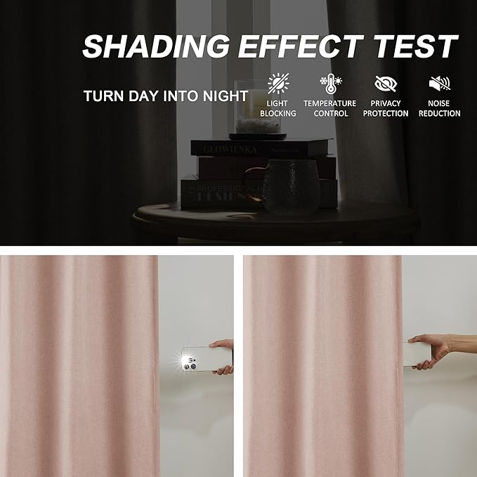 DUALIFE Cute Dusty Pink Blackout Curtains 90 Inches Long - Rose Blush Pinch Pleat Track Curtains Blackout with Hooks Viral Pleat Drapes for Girls Bedroom Nursery,40 by 90 Inch, 2 Panels, Back Tab