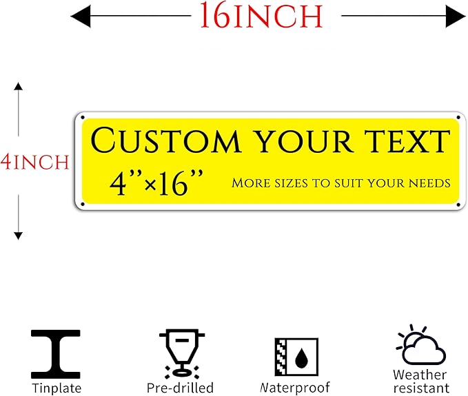 Custom Sign,street signs customized，Aluminum Weatherproof Metal Sign Multiple Sizes, Customize for Shops, hotels, floor, Business, Workplace, office, Home, Delivery Signs(4 * 16 Inch)