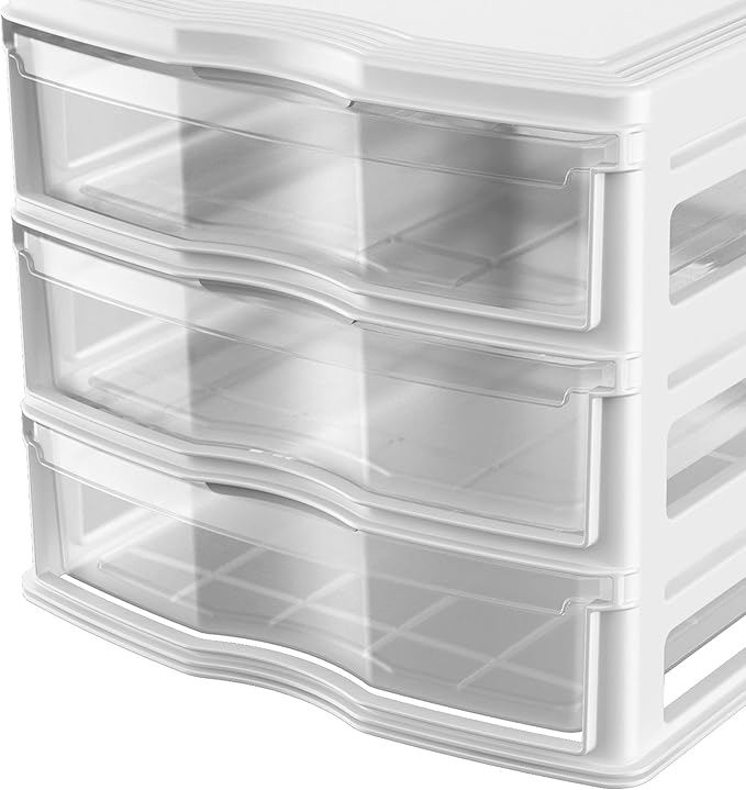 Life Story 3 Drawer Stackable Shelf Organizer Plastic Storage Drawers for Bathroom Storage, Make Up, Or Pantry Organization, White