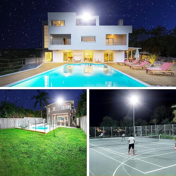 2 Pack 800W LED Flood Light Outdoor,3750W Equivalent Super Bright FloodLight with Plug,88500LM 5000K Daylight White IP66 Waterproof Commercial Lighting for Sports Fields,Counts,Arena,Stadium